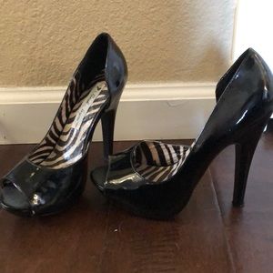 High heel black shoes